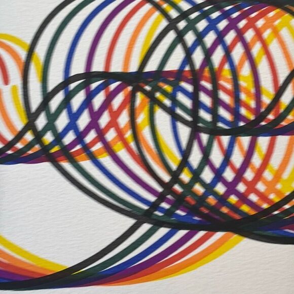 Yaacov Agam Lim Ed Signed Serigraph Print #d rainbow swirls line work multicolor - Picture 5 of 9
